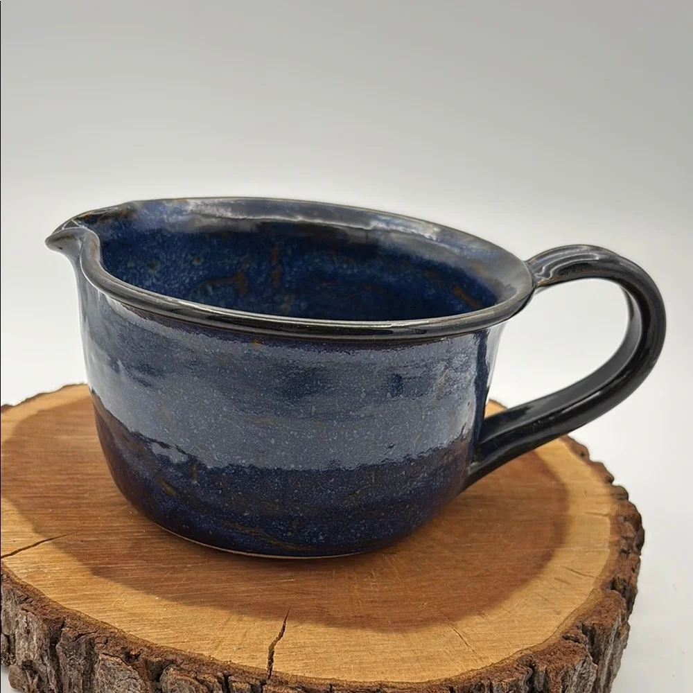 Brown Stone Studio Blue Pottery Batter‎ Bowl Signed & Dated